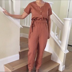 Pinstripe romper new with tags small rust color